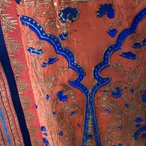 Multicolored Block printed silk stole/dupatta